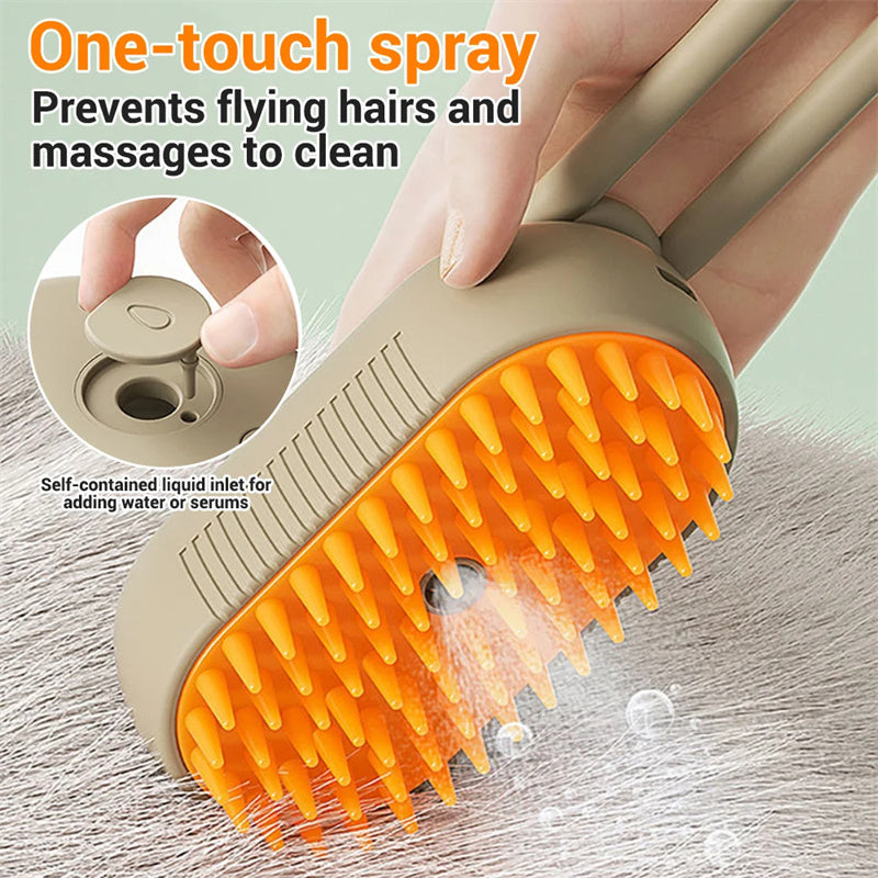 3-in-1 Electric Steam Pet Grooming Brush 