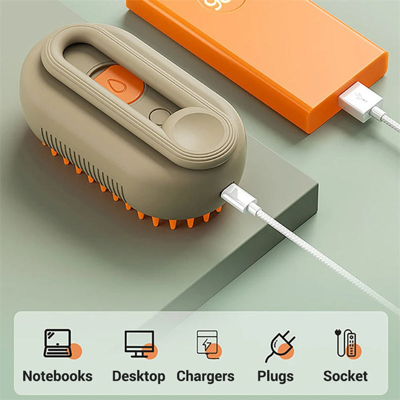 3-in-1 Electric Steam Pet Grooming Brush 